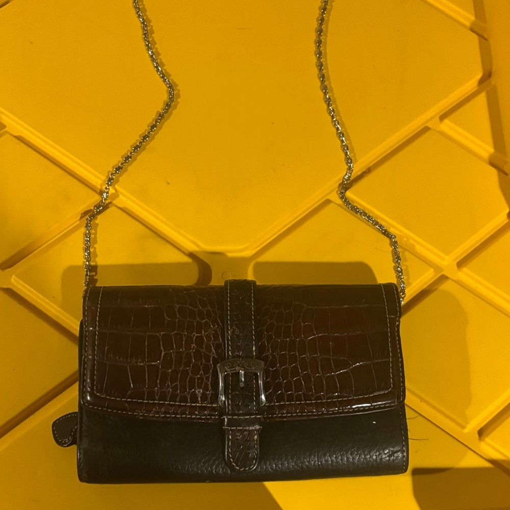 Brighton Dark Brown Croc-Embossed Clutch
